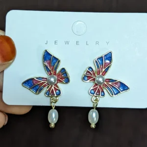 Butterfly pearl drop earring