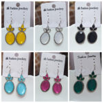 Oxidised stone earrings