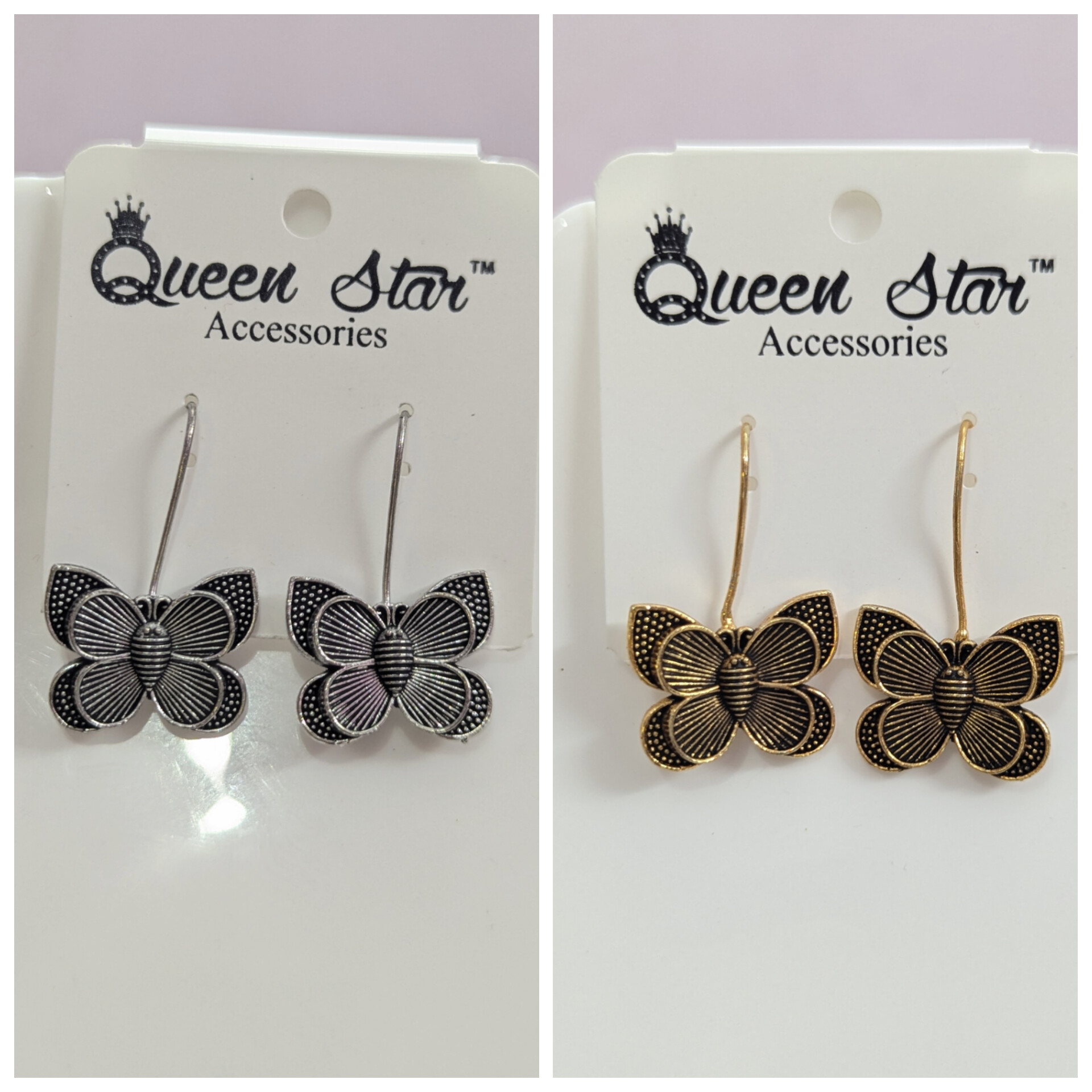 Butterfly oxidised earrings