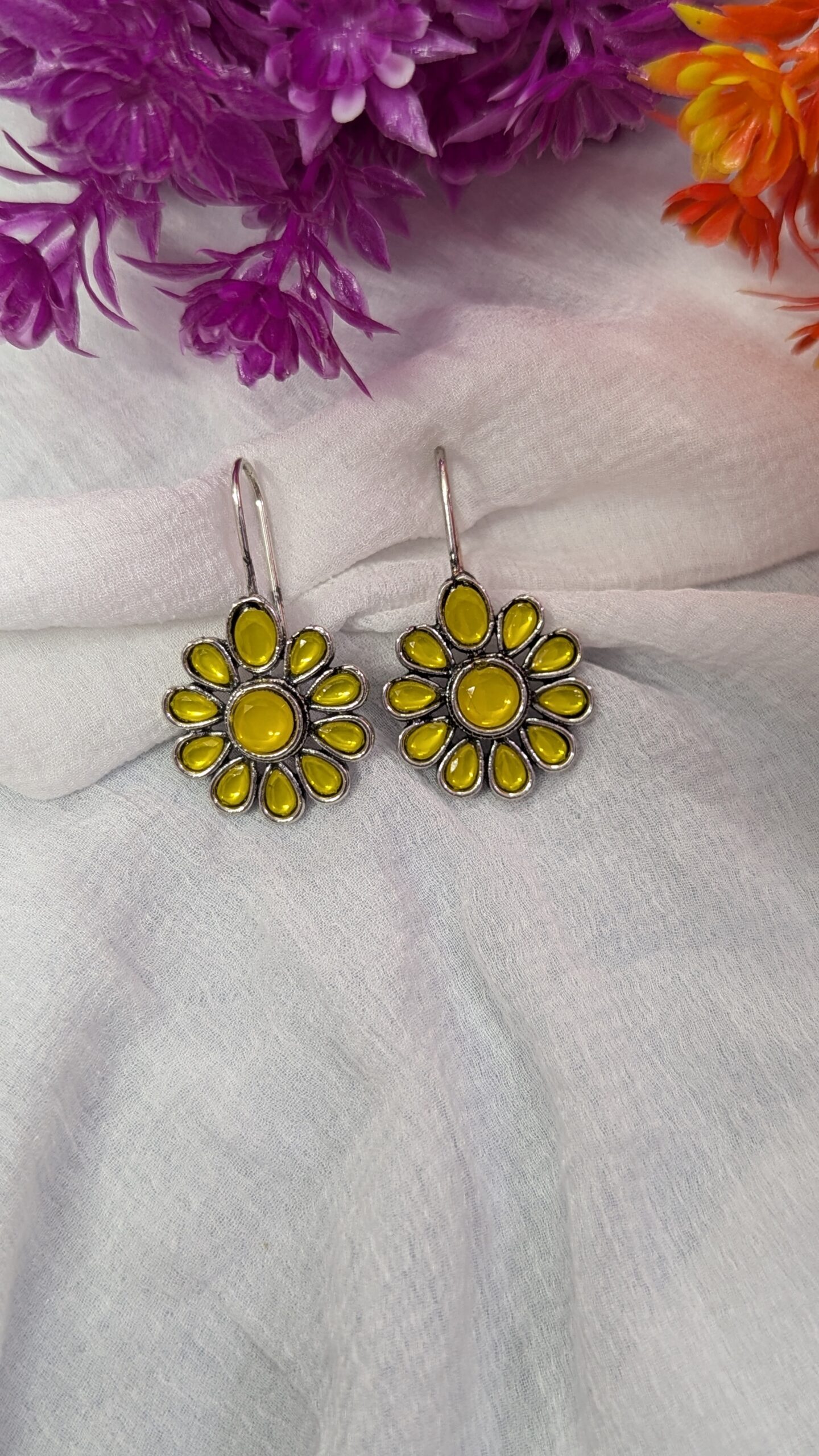Hook oxidised earrings_yellow