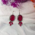 Hook oxidised earrings_ Red