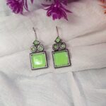 Hook oxidised earrings _ green