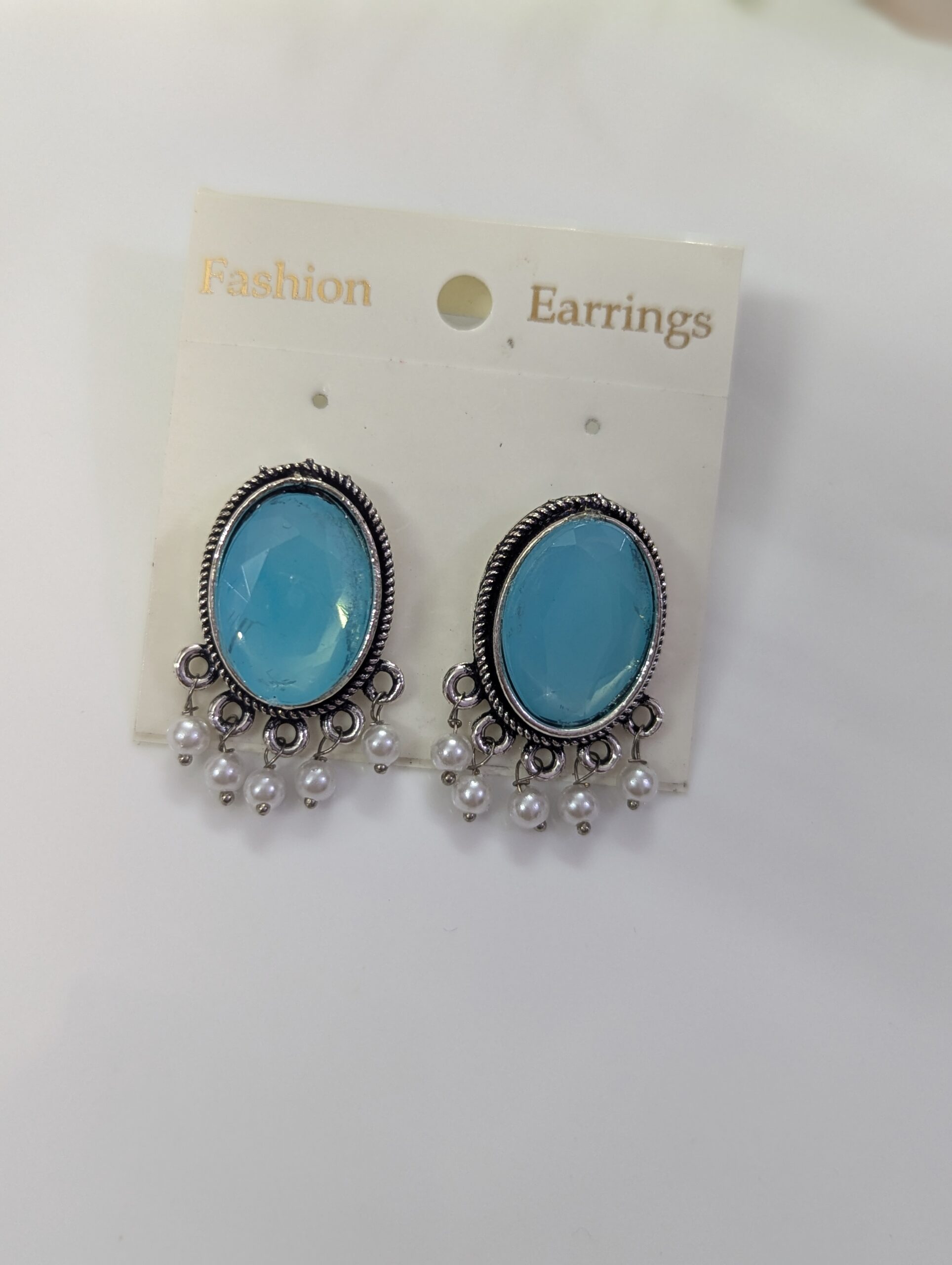 Hook oxidised earrings_Blue