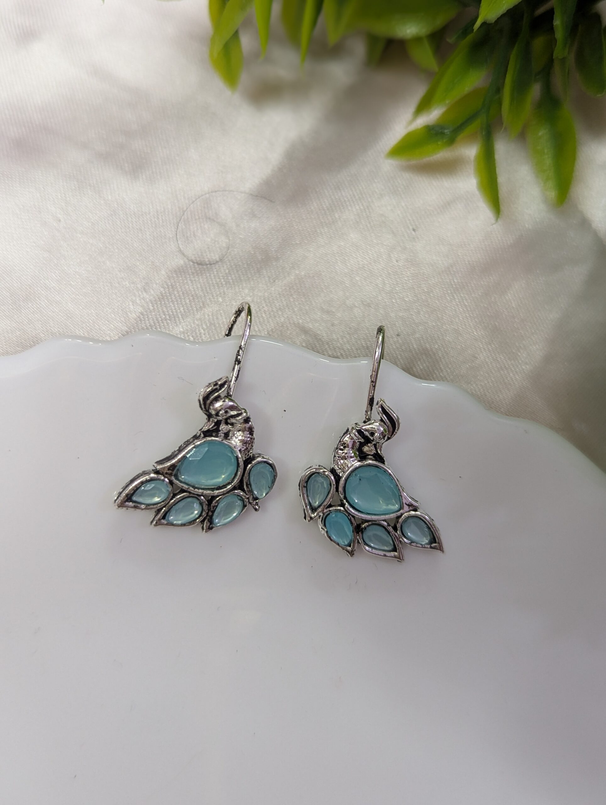 Hook oxidised earrings_Blue
