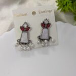 Hook oxidised earrings_Red