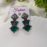 Stud type oxidised earrings _ Green