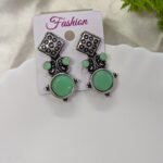 Stud type oxidised earrings _ lite green