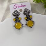 Stud type oxidised earrings _ Yellow