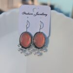Oxidized stone earring