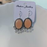Oxidized stone earring