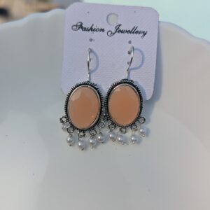 Oxidized stone earring