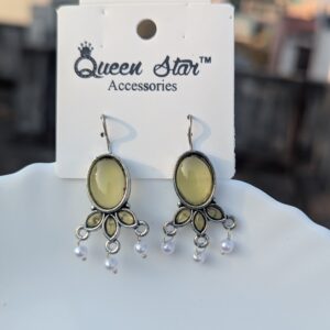 Oxidized stone earring