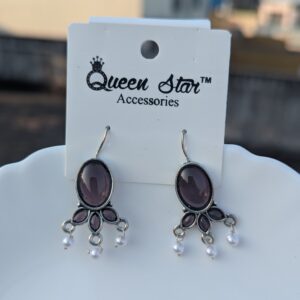 Oxidized stone earring