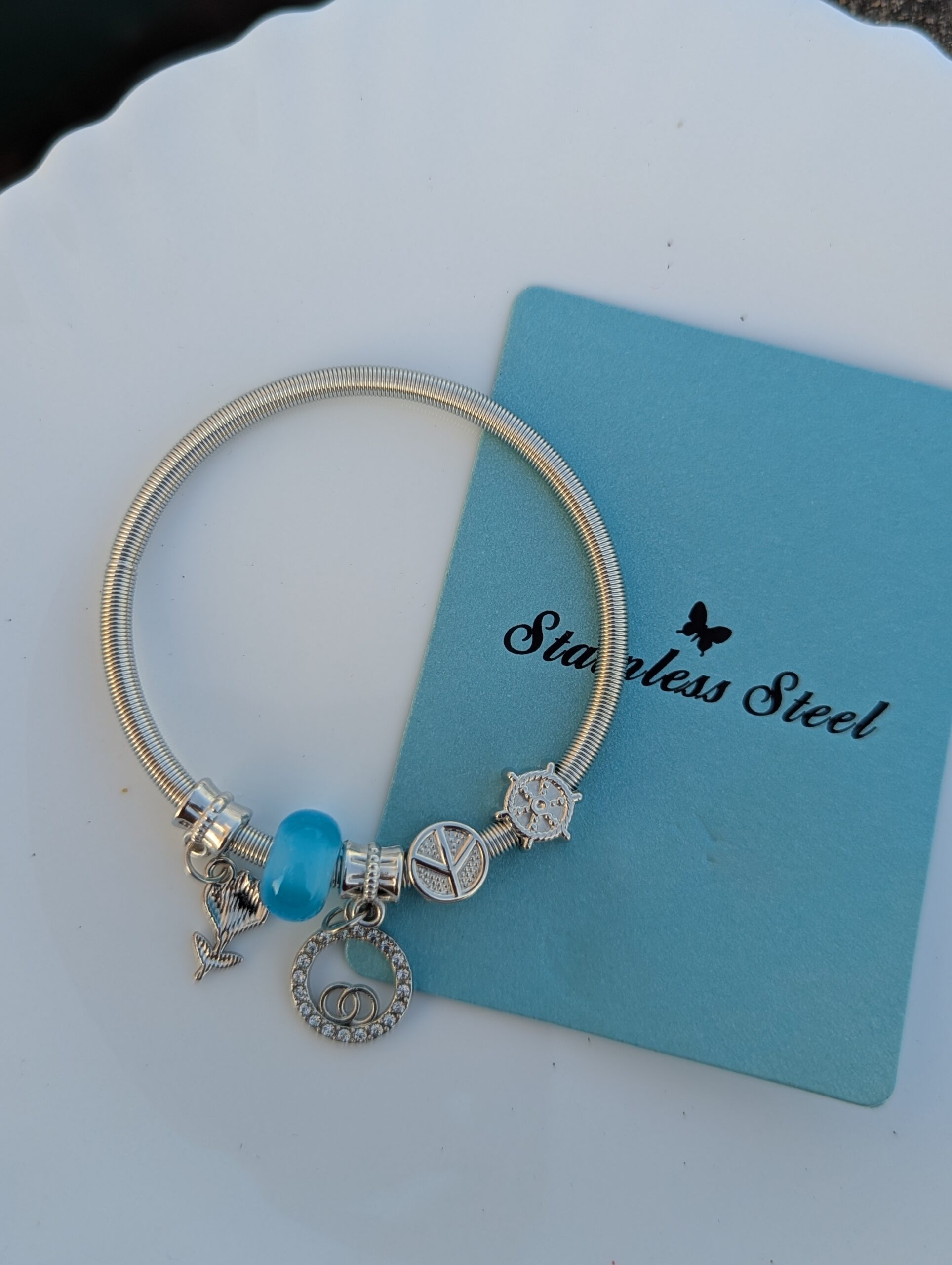 Stainless steel _ adjustable charms bracelet