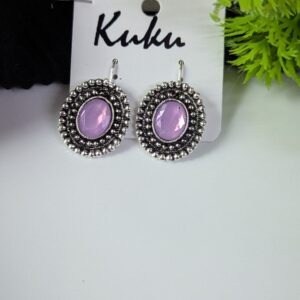 Oxidized Stone Hook Earrings