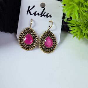 Oxidized Stone Hook Earrings