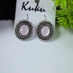 Oxidized Stone Hook Earrings