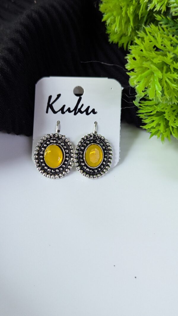Oxidized Stone Hook Earrings