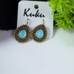 Oxidized Stone Hook Earrings