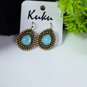 Oxidized Stone Hook Earrings