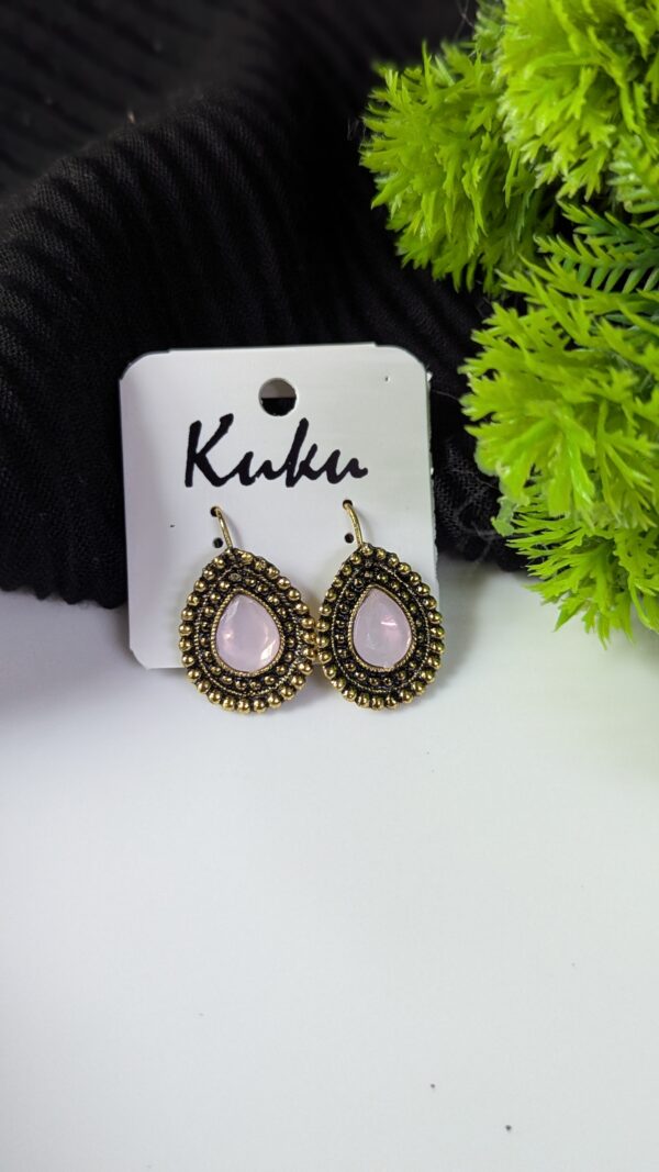 Oxidized Stone Hook Earrings