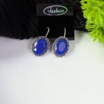 Oxidized Stone Hook Earrings