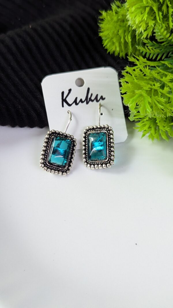 Oxidized Stone Hook Earrings