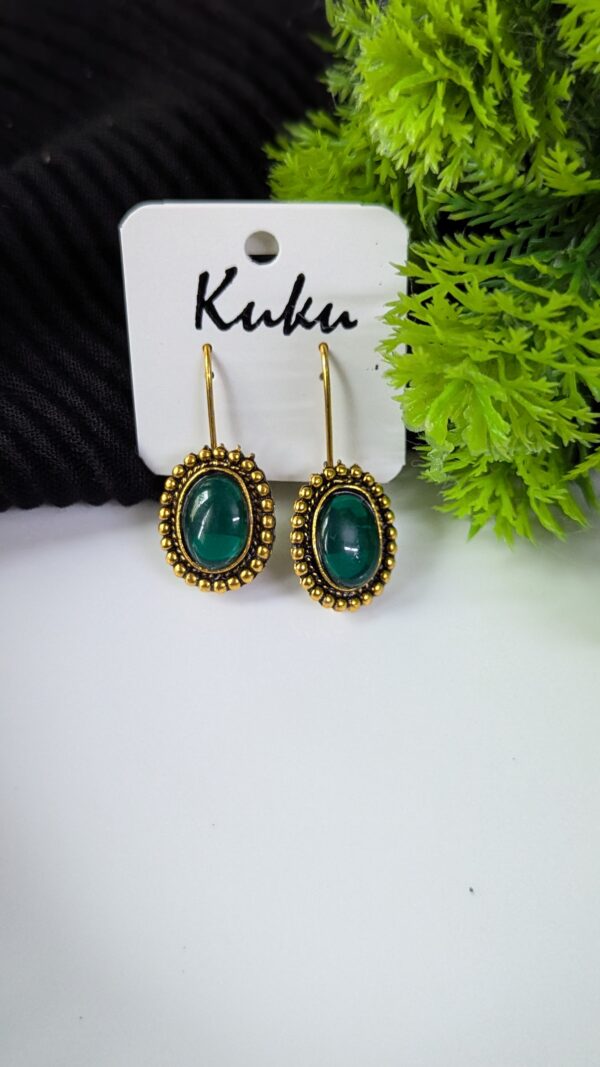 Oxidized Stone Hook Earrings