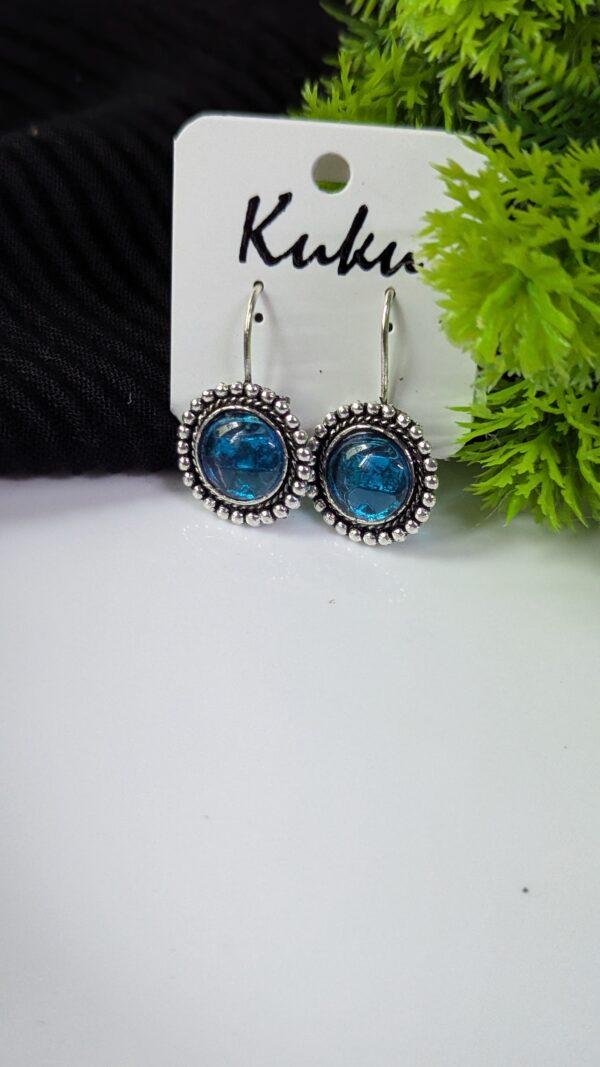 Oxidized Stone Hook Earrings