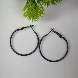 Plain Black Hoop Earring