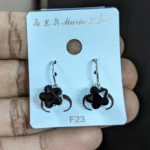 Black Flower Stone Leverback Earring