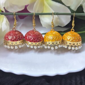 Meenakari Hook Jhumka_Medium To Big