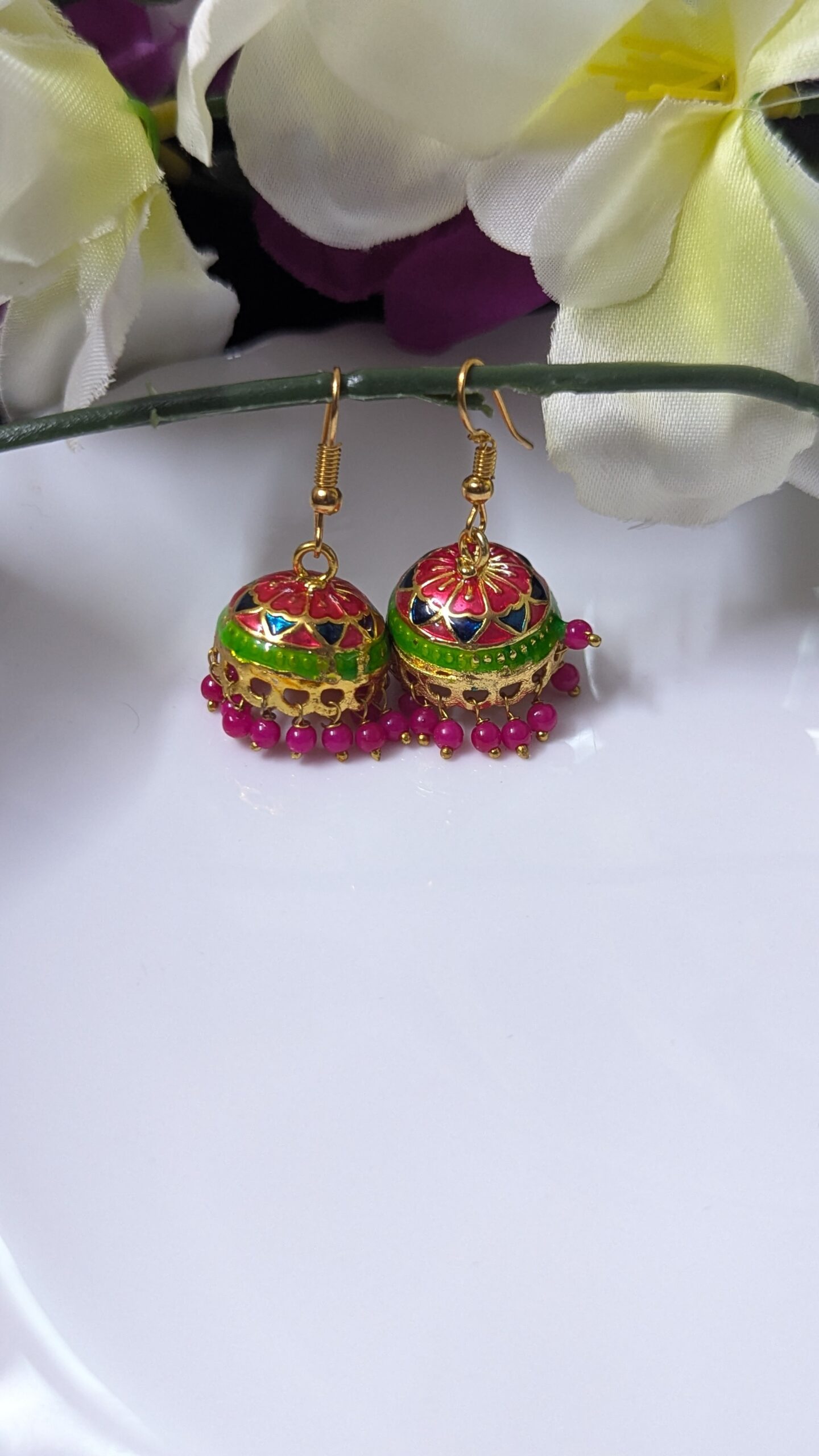 Meenakari Hook Jhumka_Medium