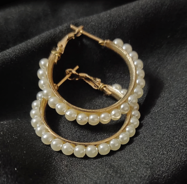 Pearl Hoop Earrings_Medium Size