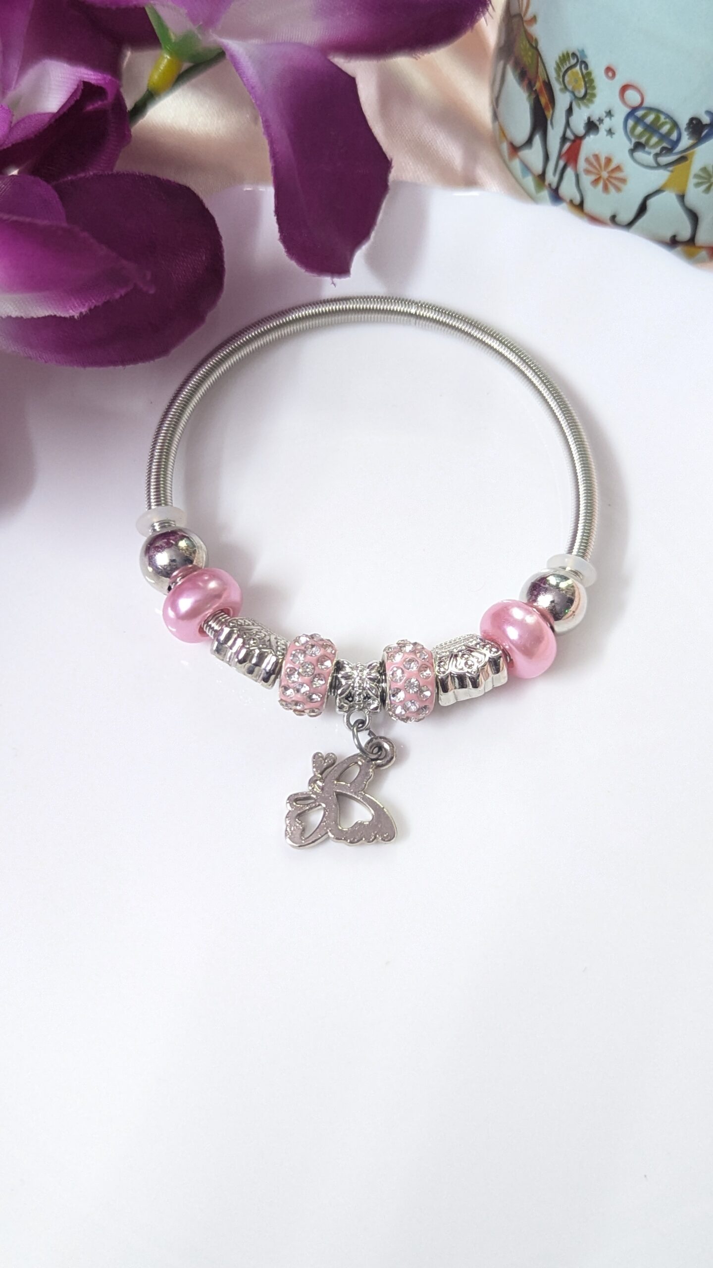 Stainless steel _ adjustable charms bracelet