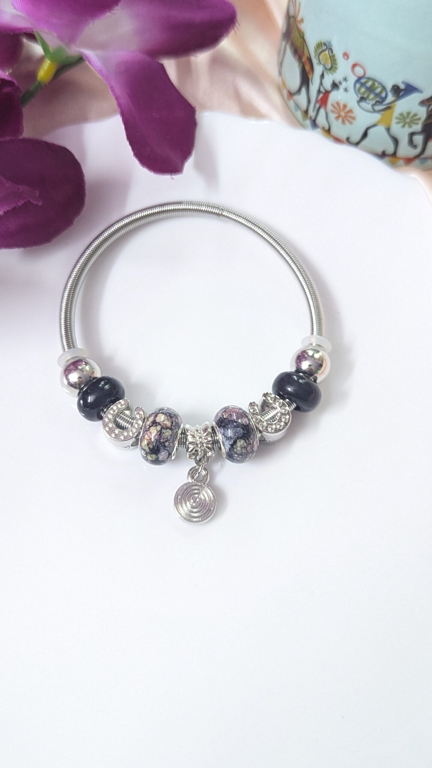 Stainless steel _ adjustable charms bracelet