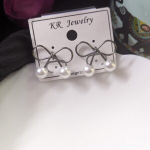 Bow Korean Earring_Black Metal