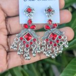 Oxidized Stone Earrings_RED