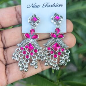 Oxidized Stone Earrings