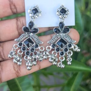 Oxidized Stone Earrings