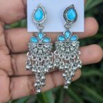 Oxidized Stone Earrings