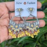 Oxidized Stone Earrings