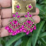 Oxidized Stone Earrings