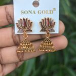 Maroon Lotus Jhumka _ Small Size