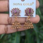 Violet Lotus Jhumka _ Small Size