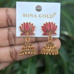 Pink Lotus Jhumka _ Small Size