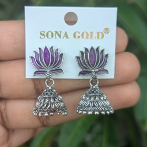 Violet Lotus Jhumka _ Small Size