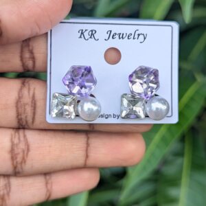 Trendy Crystal Korean Studs_Lavender