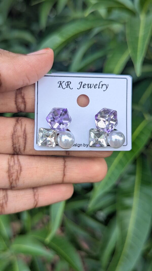 Trendy Crystal Korean Studs_Lavender