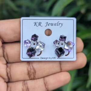 Trendy Crystal Korean Studs_Lavender